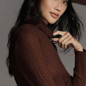 Anthropologie Maeve Long-Sleeve Textured Turtleneck Top
